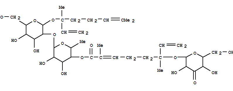 b-D-Glucopyranoside,1-ethenyl-1,5-dimethyl-4-hexenyl 2-O-[6-deoxy-4-O-[6-(b-D-ribo-hexopyranos-3-ulos-1-yloxy)-2,6-dimethyl-1-oxo-2,7-octadienyl]-a-L-mannopyranosyl]-,[1(R),2(2E,6R)]-
