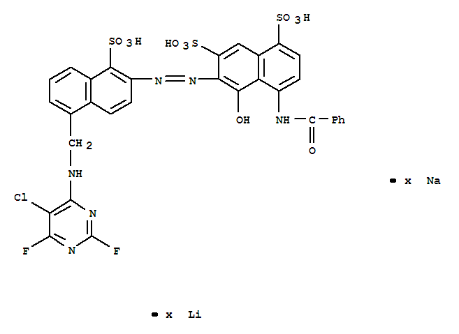 4-(benzoylamino)-6-[[5-[[(5-chloro-2,6-difluoro-4-pyrimidinyl)amino]methyl]-1-sulpho-2-naphthyl]azo]-5-hydroxynaphthalene-1,7-disulphonic acid, lithium sodium salt