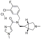 N-[(3-Chloro-4-fluorophenyl)methyl]-1-methyl-N-[[(1alpha,5alpha,6alpha)-3-methyl-3-azabicyclo[3.1.0]hex-6-yl]methyl]-1H-imidazole-4-carboxamide hydrochloride molecular structure