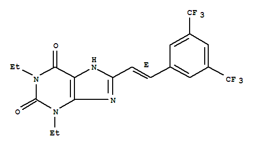 8-{(E)-2-[3,5-bis(trifluoromethyl)phenyl]ethenyl}-1,3-diethyl-3,7-dihydro-1H-purine-2,6-dione