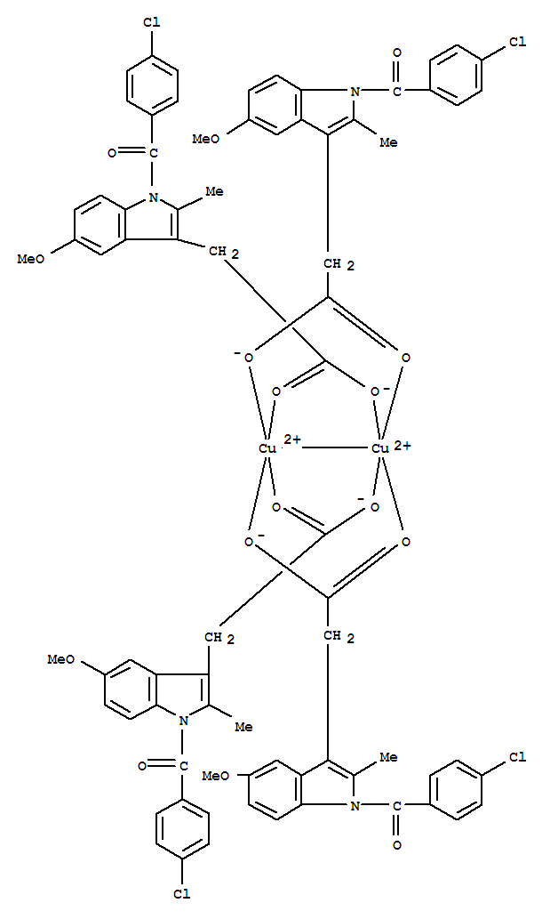 Copper, tetrakis.mu.-1-(4-chlorobenzoyl)-5-methoxy-2-methyl-1H-indole-3-acetato-O3:O3di-, (Cu-Cu)