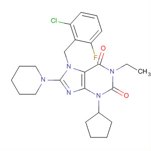 1H-Purine-2,6-dione,7-[(2-chloro-6-fluorophenyl)methyl]-3-cyclopentyl-1-ethyl-3,7-dihydro-8-(1-piperidinyl)-