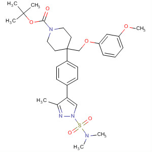 1-Piperidinecarboxylic acid,4-[4-[1-[(dimethylamino)sulfonyl]-3-methyl-1H-pyrazol-4-yl]phenyl]-4-[(3-methoxyphenoxy)methyl]-, 1,1-dimethylethyl ester molecular structure